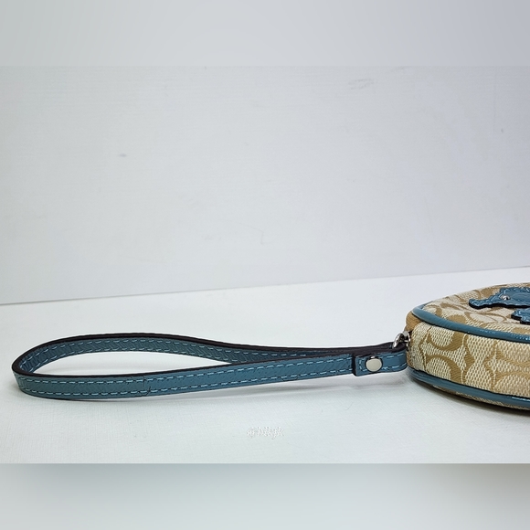 Coach Sea Horse Signature Coin Purse *Light Khaki/Blue* EUC - Picture 11 of 17